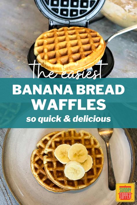 Banana Waffles Recipe, Waffle Recipe With Banana, Food Fast And Easy, Banana Waffle Recipe Easy, Sweet Waffles, Banana Bread Chaffles, Banana Bread Waffles, Sweet Waffle Recipe, Banana Waffles 3 Ingredient