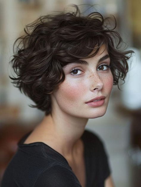 Short Haircuts With Curly Hair, Short Curly Haircuts Square Face, "bixie" Haircut Curly, Short Curly Hair Styles Easy, Haircuts For Short Curly Hair, Short Curly Wavy Hair, 3b Curls, Short Curly Cuts, Short Wavy Haircuts