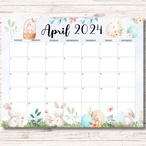 2025 Calendar Printable Free, April Calendar Ideas, Easter Calendar, Calendar April, Fillable Calendar, Halloween Calendar, Bunny Printable, April Calendar, Bulletin Journal