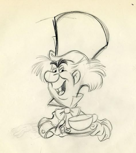 Disney ALICE IN WONDERLAND John Lounsbery Scene Animation Drawing MAD HATTER, 1951 Mad Hatter Cartoon, Cartoon Alice In Wonderland, Mad Hatter Drawing, Mad Hatter Disney, Doodle Animation, Alice In Wonderland Drawings, Cartoon Drawings Disney, Wonderland Tattoo, Disney Alice In Wonderland