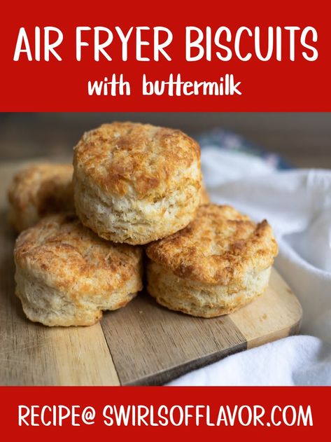 Air Fryer Biscuits bake up in just minutes in your air fryer. No need to preheat your oven when you can quickly air fry buttermilk biscuits made with basic ingredients! Easy homemade biscuits recipe! Air Fryer Biscuits, Fried Biscuits, Easy Homemade Biscuits, Frozen Biscuits, Homemade Biscuits Recipe, Homemade Buttermilk Biscuits, Buttermilk Biscuits Recipe, Yummy Biscuits, Fluffy Biscuits