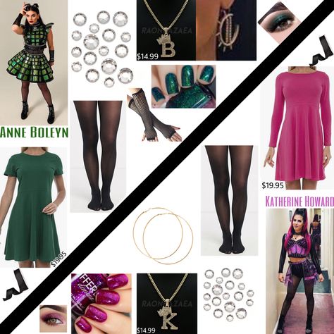 Anne Boleyn Six Inspired Outfits, Anne Boleyn Inspired Outfits, Katherine Howard Inspired Outfits, Anne Boleyn Costume Diy, Broadway Halloween Costumes Musicals, Six Musical Inspired Outfits, Broadway Inspired Outfits, Katherine Howard Costume, Six The Musical Inspired Outfits