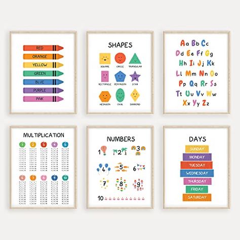 Educational Posters For Toddlers, Toddler Playroom Decor, Playroom Printables, Shapes Kindergarten, Learning Poster, Toddler Playroom, Educational Wall Art, Abc Poster, Countdown Calendar