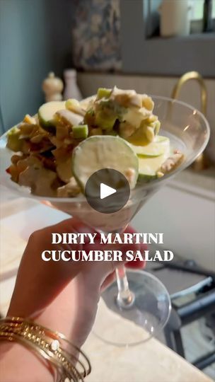 81K views · 827 reactions | VIRAL CUCUMBER SALAD: Dirty Martini Edition

You know I had to do this, right? lol This trend (shoutout to @logansfewd for showing us all that we can eat a whole cucumber) has been all over the internet, and the time has come for me to put my spin on it. Though tbh I was terrified of using the mandolin. 🤣

I have been WAITING to find the right recipe to use these delicious @Pearls_Olives Martini Vermouth Olives, and obviously, this is it. These olives are hand-picked, hand-stuffed with real red peppers, and marinated with a dash of premium vermouth. They make the perfect martini...or in this case, the perfect DIRTY Martini Cucumber Salad! DROOL. I’m obsessed with @Pearls_Olives - they’re the brand I used the other day in my salad for those who asked. You can fi Dirty Martini Cucumber Salad, Viral Cucumber, The Perfect Martini, Olive Snack, Yellow Packaging, Blue Cheese Crumbles, Perfect Martini, Who Asked, Salad In A Jar