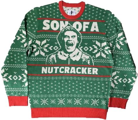 Elf Son Of A Nutcracker Jacquard Green Ugly Christmas Sweater Elf Ugly Christmas Sweater, Mens Quarter Zip Sweater, Son Of A Nutcracker, Elf Sweater, Mens Quarter Zip, Quarter Zip Sweater, Sweaters Crewneck, Green Sweater, Christmas Elf