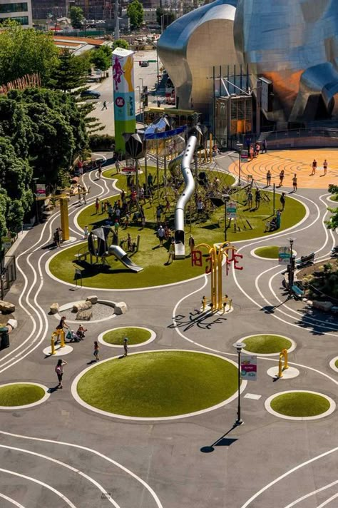 Playgrounds Architecture, Streetscape Design, Urban Playground, Seattle Center, Urban Landscape Design, Public Space Design, Park Landscape, Playground Design, Landscape Architecture Design