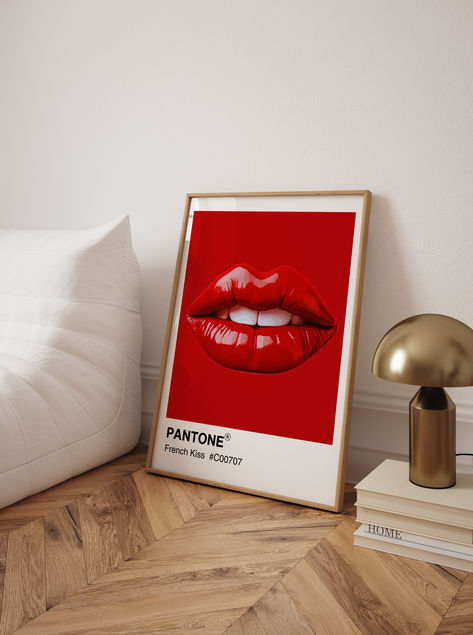 Dopamine Red Pantone Wall Art Print French Kiss Retro Decor Vintage Printable Poster, Eclectic Dorm Room Eclectic Red Pantone Digital Print #girlywallart #aesthetic #aestheticdecor #greendecor #greenwallart #greenaesthetic #discoball #homedecor #homedesign #homedecoration #wallart#discoball #discodecor #discoballdecor homedecor inspo interior art  retro wall art, kitchen wall decor,Perfect additional to your bar cart area! l set, or a housewarming gift! Eclectic Dorm Room, Eclectic Dorm, Pantone Aesthetic, Pantone Wall Art, Red Pantone, Pantone Wall, Ideas Cuarto, Dorm Room Posters, Disco Decorations