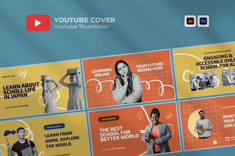 Education - Youtube Thumbnail by hekenostudio on @creativemarket Educational Thumbnail, Youtube Thumbnails, Thumbnail Design, Youtube Banner, Youtube Thumbnail, Online School, Media Design, Social Media Design, Design Template