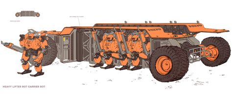 Mining Vehicle, Drawing Robots, Robot Sketch, Fallout Concept Art, Tactical Truck, Alex A, Space Ships Concept, Space Ship Concept Art, Drones Concept