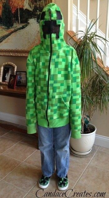 DIY Minecraft Shoes - Candace Playforth Minecraft Creeper Hoodie, Minecraft Shoes, Creeper Hoodie, Minecraft Clothes, Minecraft Hoodie, Minecraft Merch, Minecraft Gifts, Minecraft Toys, Raincoat Outfit