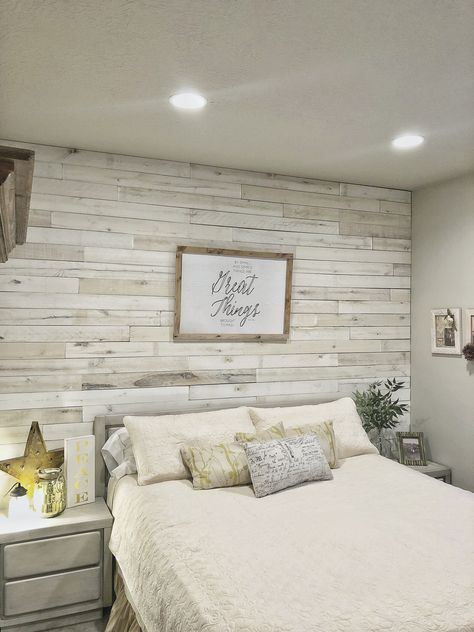 Traditional Farmhouse Style | Home Inspiration | Grace In My Space Wood Walls Bedroom, Classy Farmhouse, Diy Wood Wall, Feature Wall Bedroom, Traditional Farmhouse, Amazing Home, Farmhouse Bedroom, Farmhouse Style House, Home Inspiration