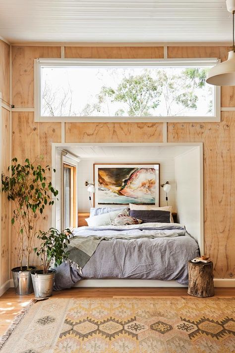 Modern Country Bedrooms, Chic Beach House, Ceiling Cladding, White Exterior Houses, Clad Home, Plywood Interior, Plywood Walls, Modern Rustic Homes, Melbourne House