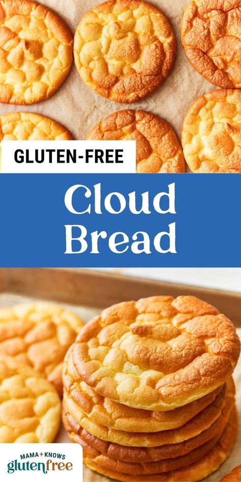 This cloud bread recipe creates the lightest and fluffiest bread with just 3 ingredients. It's also gluten-free, low-carb, and keto-friendly! Easy Cloud Bread Recipe, Mama Knows Gluten Free, Cloud Bread Recipe, Gluten Free Sourdough Starter, Gluten Free Pita, Gluten Free Sourdough Bread, Zero Carb Foods, Bookcase Hack, Gluten Free Stuffing