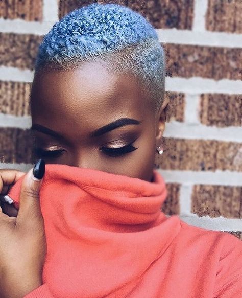 TWA | Dyed Natural Hair | Short Blue Curls  | Melanin Beauty Short Twa Hairstyles, Natural Hair Twa, Teeny Weeny Afro, Twa Hairstyles, Curly Pixie Cuts, Fall Hair Cuts, Layered Hairstyles, Short Layered, Haircut Inspiration