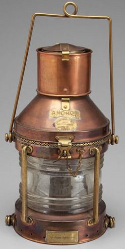 Lantern; Ship's, Anchor, Copper, Clear Lens, MP Galloway, Leith. Cottage Coastal Decor, Modern Industrial Furniture, Old Lanterns, Antique Oil Lamps, Gas Lamp, Retro Gadgets, Steampunk Lamp, Old Lamps, Vintage Lanterns