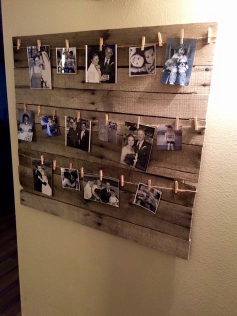 Pallet Picture Display, Displaying Family Pictures, Cover Electrical Panel, Pallet Pictures, Electric Panel, Boy Bedrooms, Rustic Pictures, Crocs Fashion, Family Photo Frames