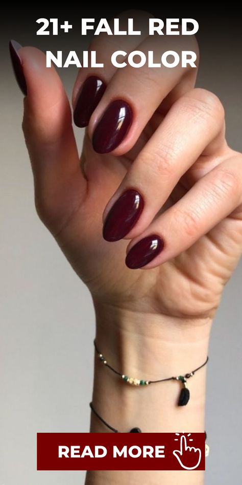 Elevate your autumn look with a stunning Fall Red Nail Color that exudes elegance and refinement. Red nails are a symbol of strength and allure, making them a go-to choice for the fall season. Our skilled nail technicians can craft a bespoke red manicure tailored to your personal style preference, whether you lean towards classic hues or crave innovative finishes. Embrace the boldness of red nails and showcase your unique style this season! Red Fall Nails Square, Cherry Coke Nail Color, Fall Reds For Nails, Red Nails Olive Skin, Vamp Red Nails, Fall Red Nails 2024, Squoval Red Nails, Fall Red Nail Colors, Short Almond Red Nails