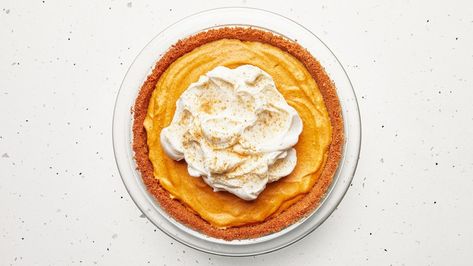 Pumpkin Chiffon Pie Recipe | Bon Appetit Pumpkin Chiffon Pie Recipe, Chiffon Pie Recipe, Pumpkin Chiffon, Pumpkin Chiffon Pie, Chiffon Pie, Sour Cream Recipes, Unflavored Gelatin, Cracker Crust, Pie Dough