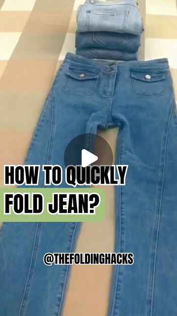 How To Fold Blue Jeans, How To Fold Wide Leg Jeans, How To Fold Jeans For Travel, Folding Sweaters, Long Flowy Pants, How To Fold Jeans, Folding Hacks, Folding Jeans, Clothes Folding