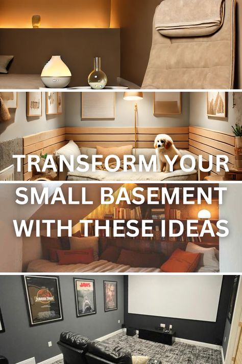 Don’t let a small basement go to waste! Discover simple, stylish small basement ideas that make your space functional and inviting. Whether it’s a cozy reading area, a mini gym, or a game zone, these ideas help you make the most of every inch. Give your basement a new purpose and turn it into a space you’ll love to use! Bedroom Basement Ideas Layout, Apartment Basement Ideas, Living Room In Basement Ideas, Small Basement Teenage Hangout, Small Recreation Room Ideas, Awkward Basement Layout, Small Basement Storage Room, Small Space Man Cave, Small Space Basement Ideas