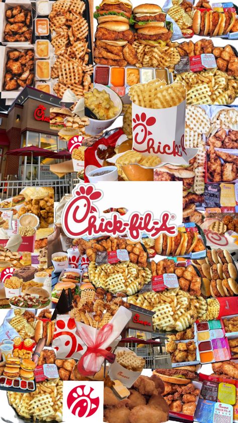 I love Chick-fil-A Good Fast Food Places, Junk Food Snacks Aesthetic, Chick Fa La, Best Junk Food, Food Collage, Cute Backgrounds For Iphone, Happy Birthday Decor, Fast Food Places, Best Fast Food