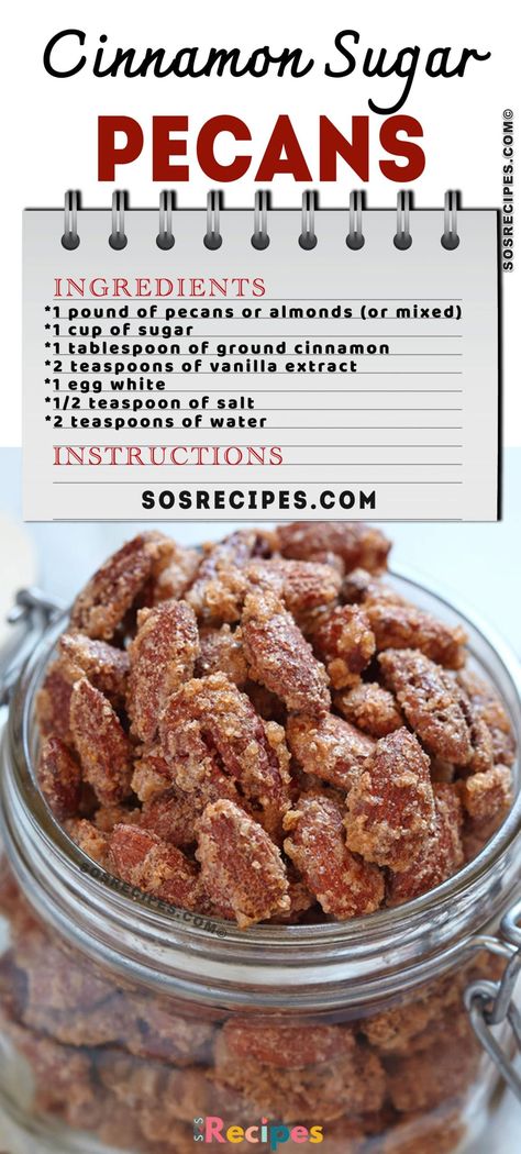 Quick and easy snack to liven up your holiday table. You don't have to use pecans, you can replace them with almonds or mix the two. Cinnamon Sugar Pecans Recipe, Cinnamon Sugar Pecans Easy, Cinnamon Sugar Nuts Recipe, Cinnamon Pecans Recipe, Sugared Nuts Recipe, Sugar Coated Pecans, Cinnamon Sugar Pecans, Sugar Pecans, Christmas Keto