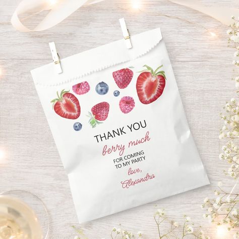 Strawberry Birthday Party Thank You Berry Much Favor Bag Strawberry Birthday Party Favors, Strawberry Seed Packet, Berry Sweet 1st Birthday, Berry Birthday, Strawberry Birthday Party, Woman Costumes, Birthday Goodie Bags, Strawberry Seed, Berry First Birthday