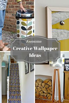 Creative wallpaper ideas- An awesome roundup of creative ways to use wallpaper in your home, other than on walls. Creative Wallpaper Ideas, Homemade Wallpaper, Diy Remodeling, Wallpaper Crafts, Wallpaper Project, Wallpaper Furniture, Diy Wallpaper, Old Wall, Diy Decorating