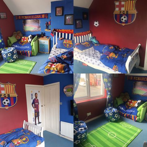 Soccer Themed Bedroom, Hunter Room, Theme Bedroom, Video Game Room Design, Barcelona Football, Themed Bedroom, Cardboard Cutout, Fun Places To Go, Dream Gift