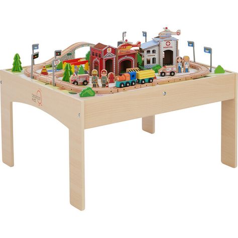 Discover the Preschool Play Lab Toys Country Train and Table Set, Wood from Teamson Kids. Shop Vehicles & Trains and more from Maisonette's curated selection. Kids Train Table, Wooden Train Table, Preschool Play, Kids Play Table, Lab Activities, Train Table, Wooden Train Set, Train Sets, Play Table