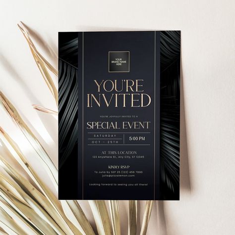 🎉 Shop our Corporate Party Dinner Invitation Template! ❤️ Sleek, modern, and fully customizable—perfect for impressing guests at any professional event. With Corjl.com, personalizing is quick and easy! Try the free demo before purchase! Link to product in bio! ❤️ #CorporateInvitations #EditableTemplates #BusinessParty #Corjl #AmyDesignTemplates Dinner Invitation Card, Bridal Shower Brunch Invitations, Dinner Invitation Template, Wedding Reception Signs, Business Invitation, Wedding Favor Stickers, Seating Plan Wedding, Bridal Shower Welcome Sign, Party Dinner