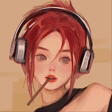 Red Girl Pfp, Redhead Art, Anime Smile, Red Girl, Emoji Art, Girl Pfp, Digital Art Anime, Human Art, Ethereal Art