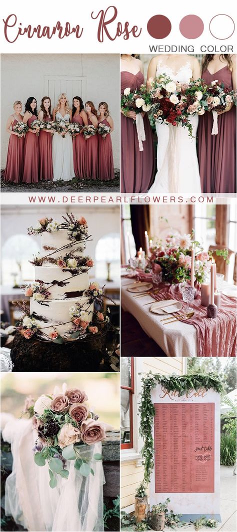 Cinnamon Rose Wedding, Cinnamon Rose, Wedding Color Palettes, Wedding Cake Roses, Wedding Color Trends, Wedding Color Ideas, Wedding Table Centerpieces, Burgundy Wedding, Bridal Beauty