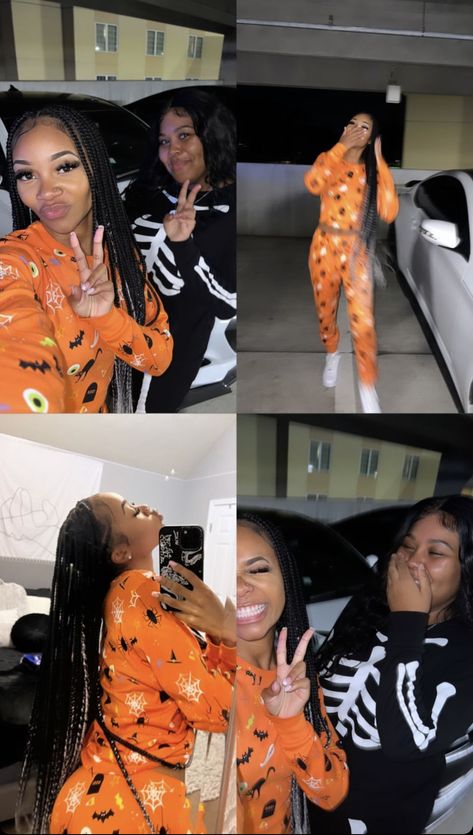 Spooky Szn Couples, Matching Halloween Pajamas Best Friends, Matching Halloween Pjs Friends, Bsf Matching Pjs, Vadah Zani, Matching Pjs Friends, Matching Halloween Pjs, Vadah Zaniel, Halloween Pjs