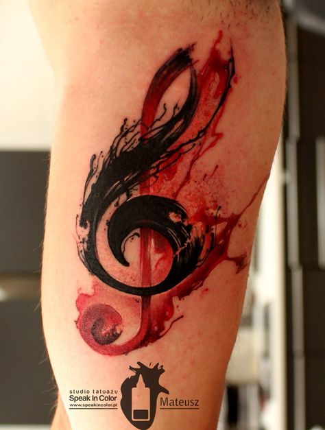 I love music :) Tatuaje Trash Polka, Best 3d Tattoos, Trash Polka Tattoo Designs, Music Tattoo Sleeves, Music Tattoo Designs, Note Tattoo, Muster Tattoos, Inspiration Tattoos, Geniale Tattoos