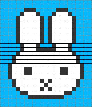 Crochet Bunny Graph, Bunny Grid Pattern, Miffy Tapestry Crochet, Miffy Cross Stitch Pattern, Miffy Granny Square Pattern, Miffy Perler Beads, Miffy Cross Stitch, Miffy Pixel Grid, Miffy Alpha Pattern