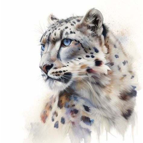 Snow Leopard Drawing, Fantasy Cats, Leopard Drawing, Wildest Fantasy, Afrikaanse Kunst, Amazing Artwork, Color Pencil Drawing, African Animals, Snow Leopard