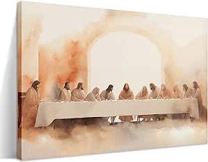 Jesus Last Supper Canvas Wall Art, Leonardo da Vinci Pictures Canvas Print Posters Wall Decor, Christian Wall Art Home Decor for Living Room Dining Room Decor 24x36 inch Framed Jesus Last Supper, Living Room And Dining Room Decor, Bible Artwork, Spiritual Wall Decor, Big Wall Decor, Christian Art Print, Bible Wall Art, Jesus Wall Art, Home Decor For Living Room