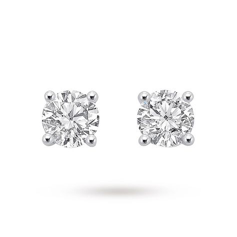 18ct White Gold 1.00ct Diamond Stud Earring | Earrings | Jewellery | Goldsmiths Rose Gold Jewelry Set, Le Rosey, White Gold Drop Earrings, Gold Diamond Studs, Round Stud Earrings, Wedding Idea, White Gold Earrings, Solid Gold Jewelry, Rose Gold Jewelry