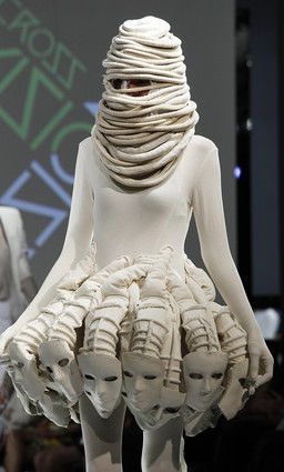 High fashion ... or someone's worst nightmare! Pinterest you are drunk nominee Michael Lau, Hong Kong Fashion, Marina Abramovic, White Swimwear, Gareth Pugh, Weird Fashion, Futuristic Fashion, Avant Garde Fashion, Kylie Minogue