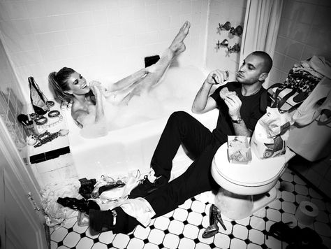 Maryna Linchuk by Mateusz Stankiewicz in Room 858 | 25 Magazine Spring 2010 Couples Bathroom, Gemini Man, Bathroom Photos, Gone Girl, Couple Shoot, Couples Photoshoot, Couple Posing, Engagement Shoots, Life Is Beautiful