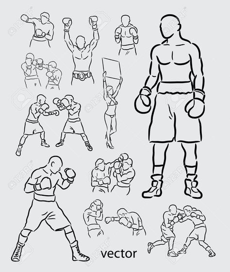 Boxing Logo, Sport Drawing, Boxing Tattoos, Surfergirl Style, Sports Drawings, Desen Realist, Drawing Vector, Sketches Tutorial, Body Drawing