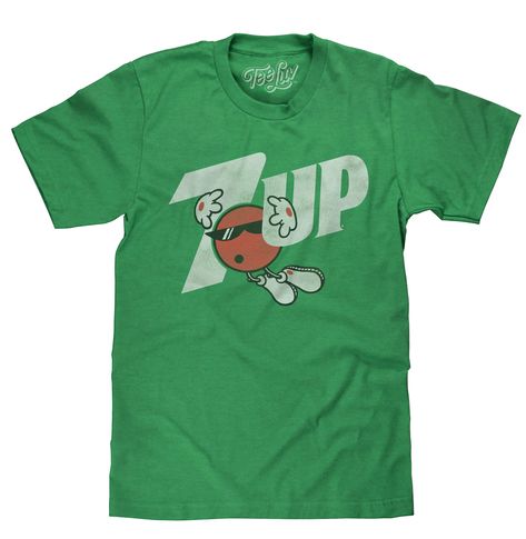 PRICES MAY VARY. Your New Favorite 7UP T-Shirt: Freshen up your wardrobe with the 7Up logo and Cool Spot cartoon mascot - distressed and printed on the softest, green heather t-shirt we could find. Easy Care Tees: This 7UP design is licensed and screen-printed on a soft, poly-cotton t-shirt that goes from the washing machine to the dryer without losing shape, shrinking or fading. Graphic is intentionally distressed for a worn, vintage look. No Fuss Sizing: Tee Luv's novelty soda shirts feature a 7up Logo, Silly Clothes, 7 Up, Casual Night Out, Logo Shirt, Retro Tee, Mountain Dew, Retro Logo, Dream Clothes