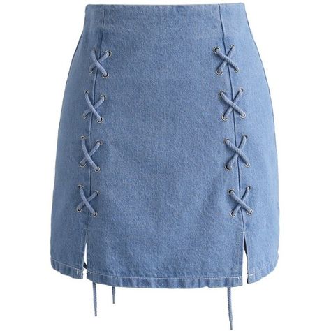 Chicwish Never Wrong Denim Lace-up Bud Skirt ($37) ❤ liked on Polyvore featuring skirts, bottoms, faldas, blue, lace up denim skirt, blue denim skirt, chicwish skirt, blue skirt and denim skirt Cross Decorations, Rope Cross, Knee Length Denim Skirt, Chicwish Skirt, Denim Skirts Knee Length, Never Wrong, Casual Skirt Outfits, Blue Denim Skirt, Denim And Lace