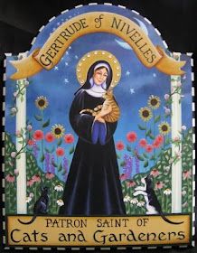 Gertrude Of Nivelles, Patron Saint Of Cats, Santa Gertrudes, St Gertrude, Cat People, Patron Saints, All About Cats, Cats Meow, Religious Art