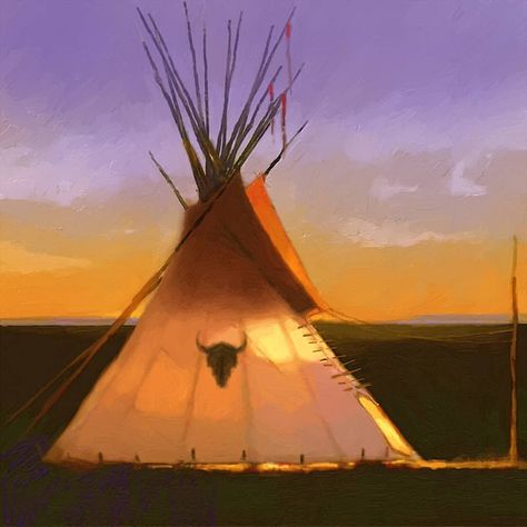 Teepee Painting, Teepee Art, Indian Teepee, Oglala Lakota, Native American Teepee, American Makeup, Tee Pee, Western Artwork, Native American Paintings