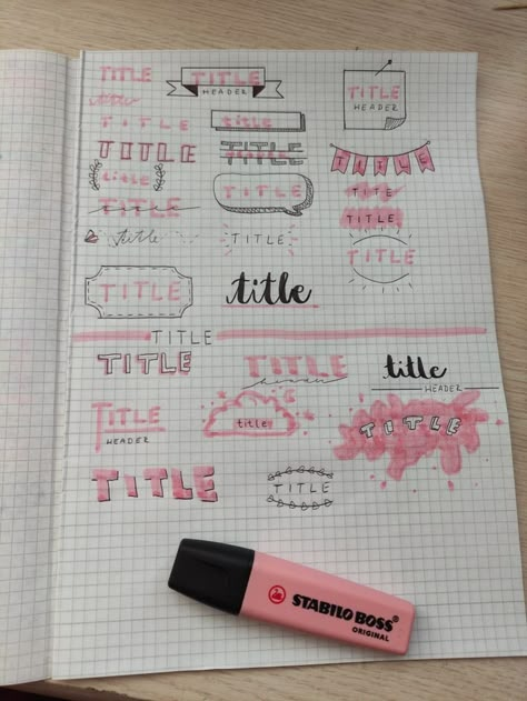 Highlighter Writing Ideas, Highlighter Lettering Ideas, Notebook Layout Ideas School, Title Ideas With Highlighters, Highlighter Title Ideas, Highlighter Header Ideas, How To Write With Highlighters, Heading With Highlighter, Highlighter Designs Journal