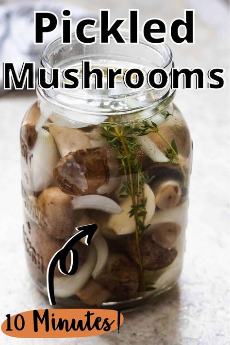 Pickling Mushrooms is (surprisingly) easy! Follow the instructions to make pickled mushrooms that will last in your fridge for up to a month! Pickled Mushrooms Recipe, Marinated Mushrooms Recipe, Pickled Mushrooms, Food Canning, Cooking Onions, Food Recipes Easy, Canning Food, Marinated Mushrooms, Dried Food