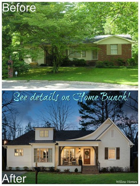 Before & After: Small Farmhouse-Style Home Renovation | Home Bunch - An Interior Design & Luxury Homes Blog | Bloglovin’ Farmhouse Makeover, Ranch House Remodel, Architecture Renovation, House Makeovers, Ranch Remodel, Home Remodeling Contractors, Project Red, Home Exterior Makeover, Exterior Renovation