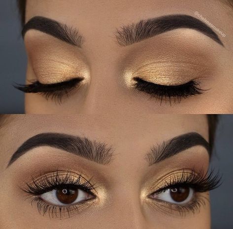 Brown And Gold Eyeshadow, Gold Eyeshadow Looks, Make Up Gold, Blue Eyeshadow Looks, Eyeshadow Tips, Gold Eyeshadow, Makijaż Smokey Eye, Gold Makeup, Brown Eyeshadow